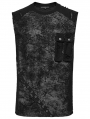 Black Gothic Punk Mesh Splicing Vest Top for Men