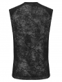 Black Gothic Punk Mesh Splicing Vest Top for Men