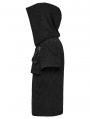 Black Gothic Punk Hooded Cracked Knitted Short Sleeve T-Shirt for Men