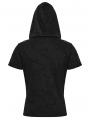 Black Gothic Punk Hooded Cracked Knitted Short Sleeve T-Shirt for Men
