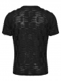 Black Gothic Punk Handsome Tattered Knitted Men's Short Sleeve T-Shirt