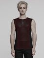 Red Gothic Cyber Punk Mesh Splicing Vest Top for Men