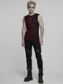 Red Gothic Cyber Punk Mesh Splicing Vest Top for Men