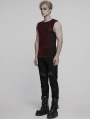 Red Gothic Cyber Punk Mesh Splicing Vest Top for Men