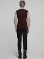 Red Gothic Cyber Punk Mesh Splicing Vest Top for Men