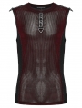Red Gothic Cyber Punk Mesh Splicing Vest Top for Men