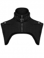Black Gothic Punk Denim Stand Collar Short Vest for Men