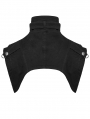 Black Gothic Punk Denim Stand Collar Short Vest for Men
