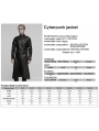 Black Gothic Cyberpunk Studded Leather Collar Long Jacket for Men
