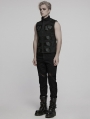 Black Gothic Cyberpunk 3D Patch Vest for Men