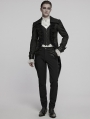 Black Retro Gothic Gorgeous Jacquard Swallow Tailed Jacket for Men