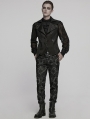 Black Retro Gothic Embossed Jacquard Gentlemen's Button Waistcoat