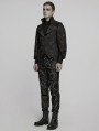 Black Retro Gothic Embossed Jacquard Gentlemen's Button Waistcoat