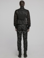 Black Retro Gothic Embossed Jacquard Gentlemen's Button Waistcoat
