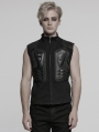 Black Gothic Cyberpunk Armor Patched Men's Vest