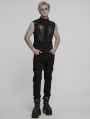Black Gothic Cyberpunk Armor Patched Men's Vest