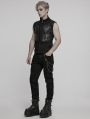 Black Gothic Cyberpunk Armor Patched Men's Vest