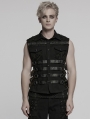 Black Gothic Cyberpunk Buckle Armor Patch Vest for Men