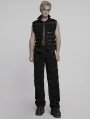 Black Gothic Cyberpunk Buckle Armor Patch Vest for Men