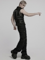 Black Gothic Cyberpunk Buckle Armor Patch Vest for Men