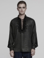 Black Gothic Dark Rose Patterned Loose Shirt for Men
