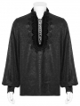 Black Gothic Dark Rose Patterned Loose Shirt for Men