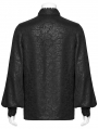 Black Gothic Dark Rose Patterned Loose Shirt for Men
