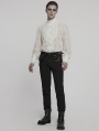 White Vintage Gothic Embroidered Chiffon Shirt for Men