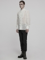 White Vintage Gothic Embroidered Chiffon Shirt for Men
