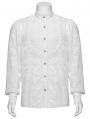 White Vintage Gothic Embroidered Chiffon Shirt for Men