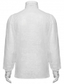 White Vintage Gothic Embroidered Chiffon Shirt for Men