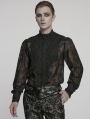 Black Vintage Gothic Embroidered Chiffon Shirt for Men
