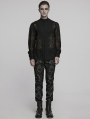 Black Vintage Gothic Embroidered Chiffon Shirt for Men