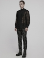 Black Vintage Gothic Embroidered Chiffon Shirt for Men