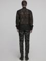Black Vintage Gothic Embroidered Chiffon Shirt for Men