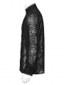 Black Vintage Gothic Embroidered Chiffon Shirt for Men