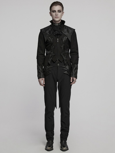 Black Gothic Luxury Gentleman's Swallow Tailed Suit Jacket