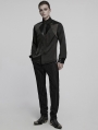 Black Vintage Gothic Fitted Shirt for Men