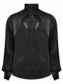 Black Vintage Gothic Fitted Shirt for Men