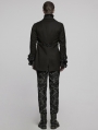 Black Retro Gothic Gorgeous Men's Double-Breasted Lapel Tailcoat
