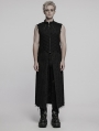 Black Gothic Punk Distressed Zipper Long Vest for Men