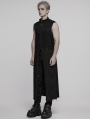 Black Gothic Punk Distressed Zipper Long Vest for Men