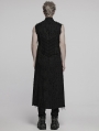 Black Gothic Punk Distressed Zipper Long Vest for Men