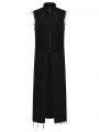 Black Gothic Punk Distressed Zipper Long Vest for Men