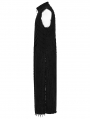 Black Gothic Punk Distressed Zipper Long Vest for Men