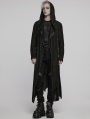 Black Gothic Decadent Asymmetric Hooded Knitted Jacket for Men