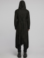 Black Gothic Decadent Asymmetric Hooded Knitted Jacket for Men