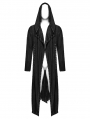 Black Gothic Decadent Asymmetric Hooded Knitted Jacket for Men