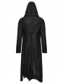 Black Gothic Decadent Asymmetric Hooded Knitted Jacket for Men