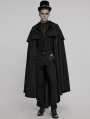 Black Retro Gothic Dark Night Cloak Style Long Jacket for Men